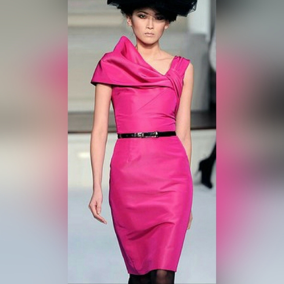 *$3000 OSCAR DE LA RENTA STUNNING RUNWAY PINK SILK DRESS GOWN US 6 - Picture 9 of 13